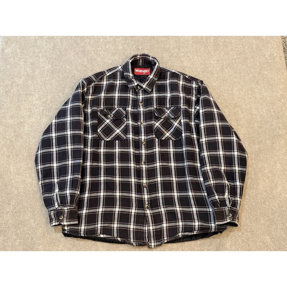 WRANGLER Quilt Lined Shirt Worker Outdoor Lumberjack Button Shacket Size Large